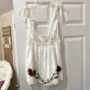 Embroidered Flower Romper